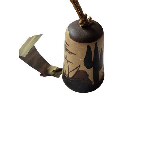 Rustic Ceramic & Brass Desert-Themed Hanging Bell wind chime southwest cactus - Picture 1 of 4